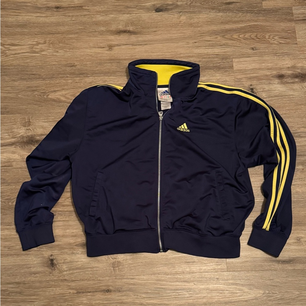 Adidas Track Jacket Women’s SZ. XL Navy Neon Stripes